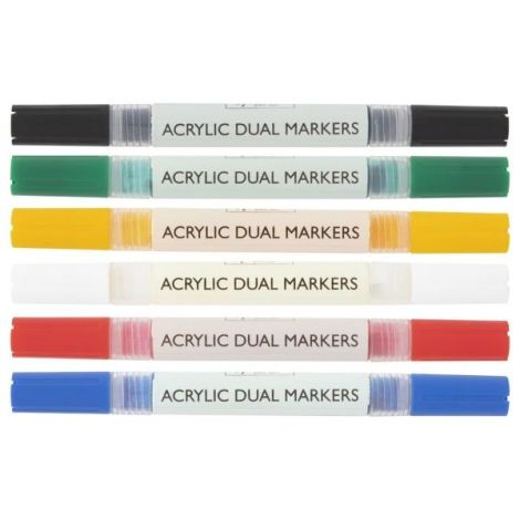 Set 6 markere acrilice, cu varf dublu, pentru toate suprafetele, Art Sensations, Nassau - poza 3