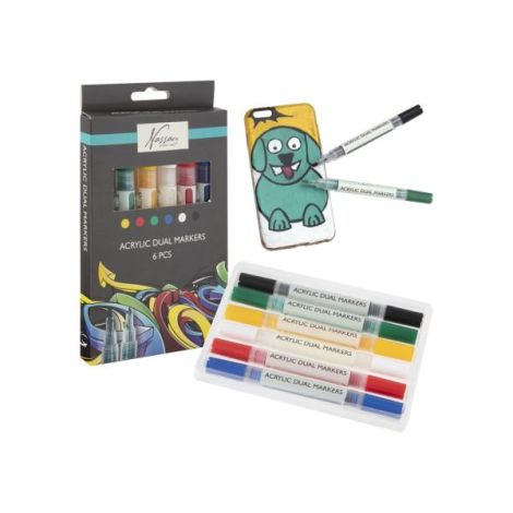 Set 6 markere acrilice, cu varf dublu, pentru toate suprafetele, Art Sensations, Nassau - poza 4