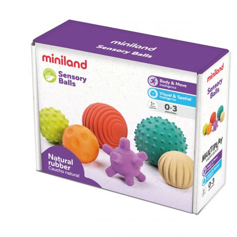 Set 6 mingi senzoriale din cauciuc natural ECO pentru bebelusi - poza 3