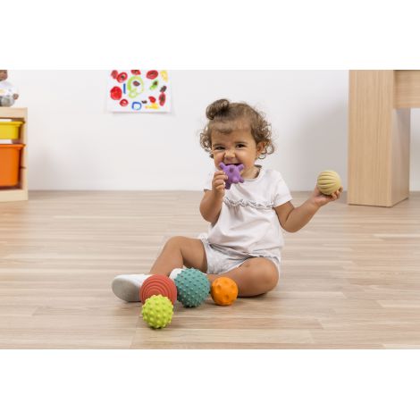 Set 6 mingi senzoriale din cauciuc natural ECO pentru bebelusi - poza 4