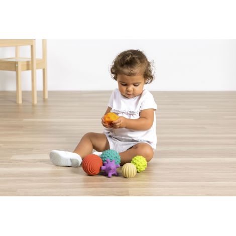 Set 6 mingi senzoriale din cauciuc natural ECO pentru bebelusi - poza 5
