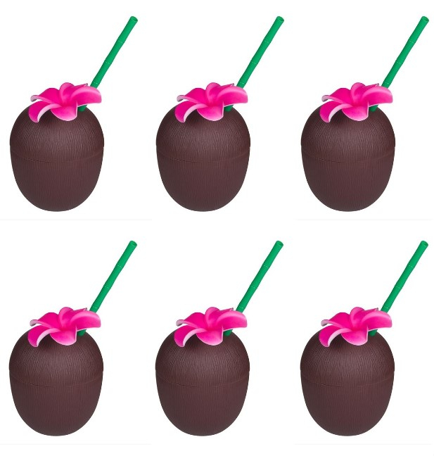 Set 6 pahare tip Butoi, Design Nuca de cocos, 650 ml, Multicolor