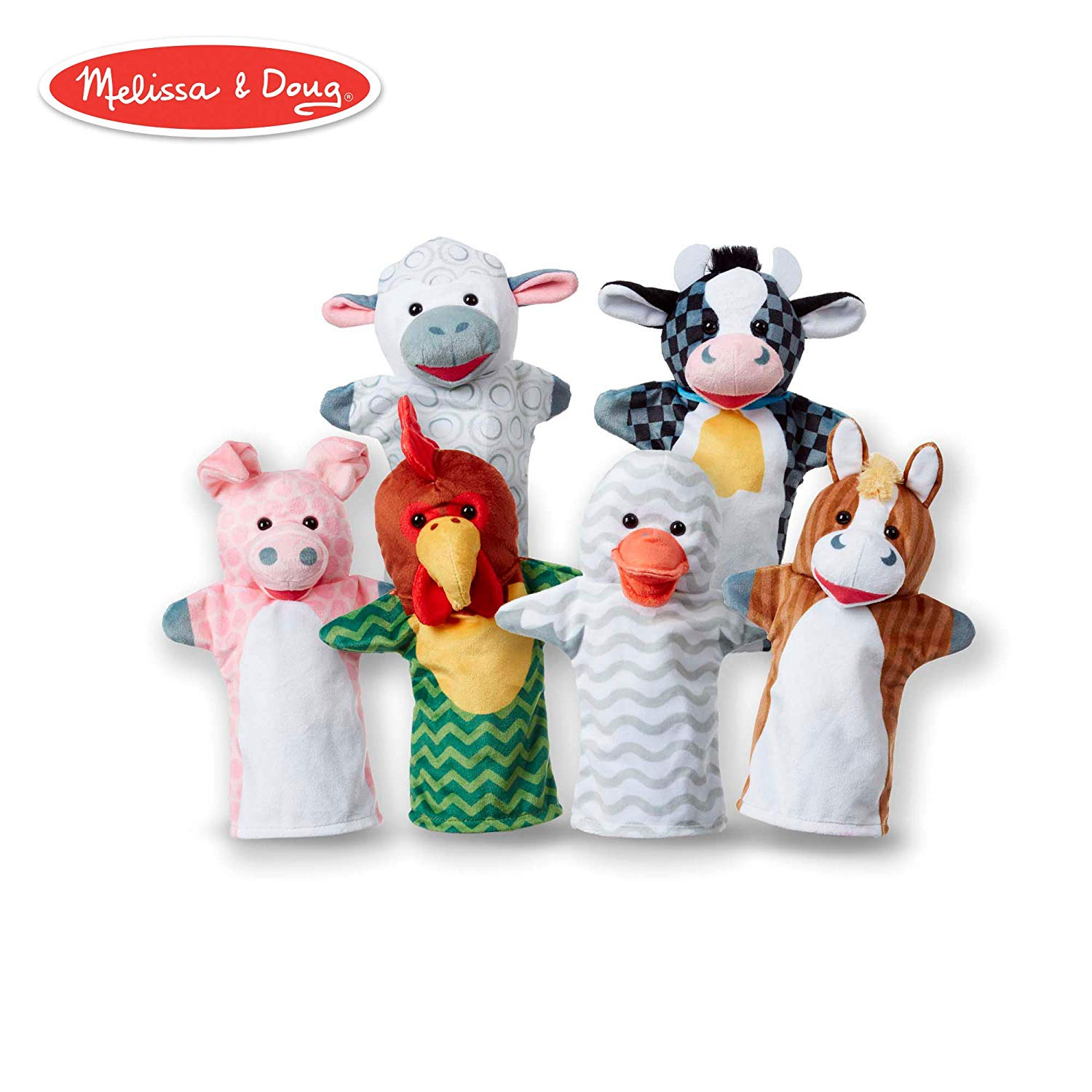 Set 6 papusi de mana Animale de la ferma - Melissa Doug