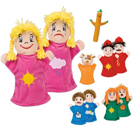 Set 6 papusi de mana Emotii cu ghid pedagogic si 2 povesti in limba romana - poza 1