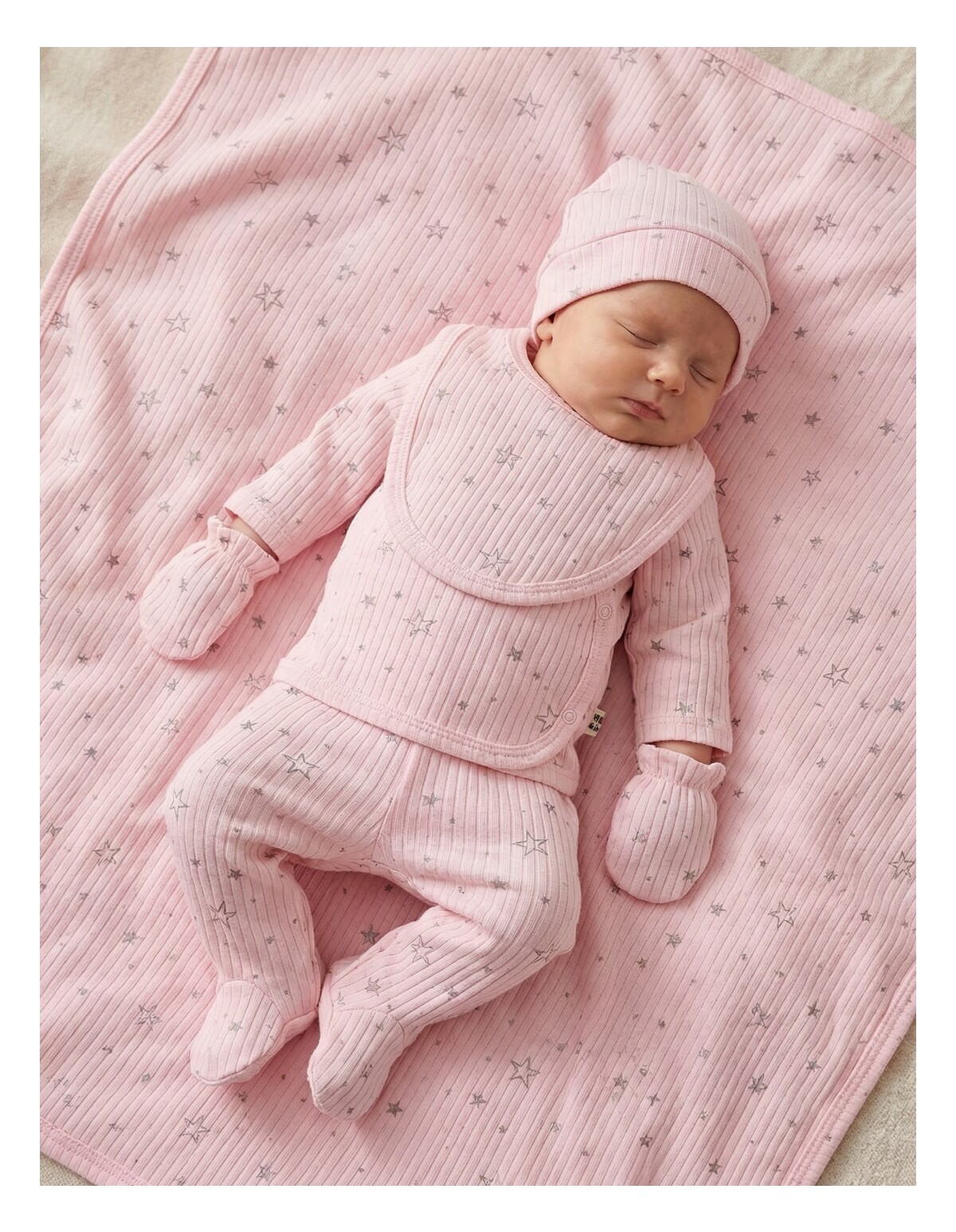 Set 6 piese bebe, Stelute, roz
