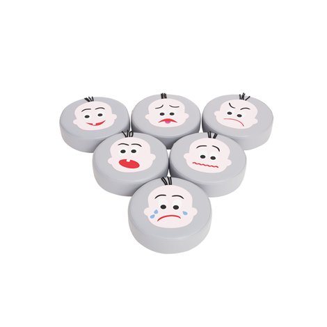 Set 6 pufuri din spuma Emotii, 30 cm diam, 8 cm grosime, cresa si gradinita - poza 1