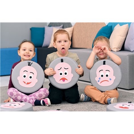 Set 6 pufuri din spuma Emotii, 30 cm diam, 8 cm grosime, cresa si gradinita - poza 2
