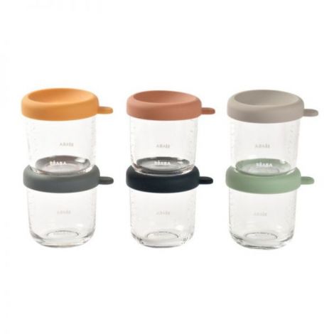 Set 6 recipiente sticla Beaba 250 ml Sunrise Colormix - poza 1