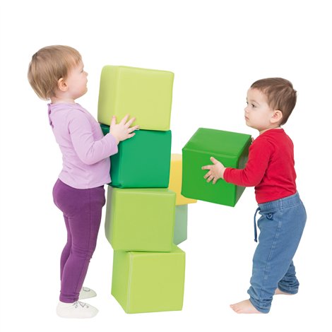 Set 8 cuburi din spuma cu huse detasabile Baby, 20x20x20 cm, cu certificat Oeko-Tex, cresa si gradinita - poza 3