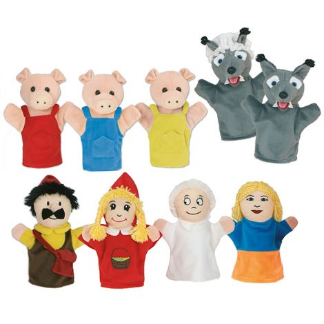 Set 8 papusi de mana Scufita rosie si Cei trei purcelusi, cu ghid pedagogic si 2 povesti in limba romana - poza 1