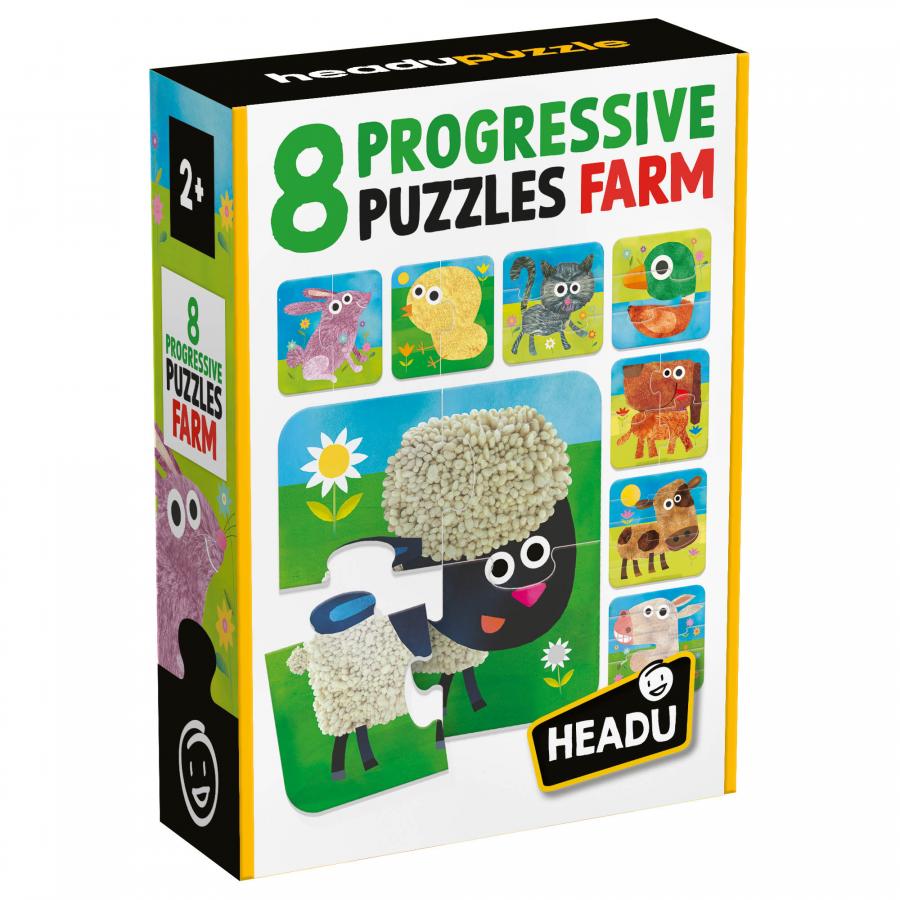 Set 8 puzzle progresive Headu Animale de la Ferma - poza 1