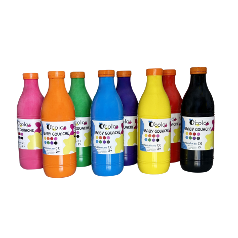 Set 8 x 1000 ml Guasa lavabila pictura, potrivita pentru copii mici, incepand de la 2 ani