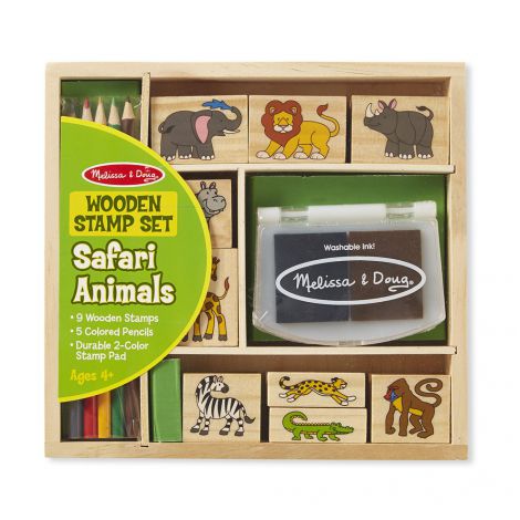 Set 9 stampile din lemn Safari - Melissa & Doug - poza 1