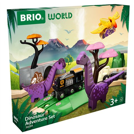 Set aventura dinozaurilor pentru trenulete BRIO, 3+ ani - poza 1
