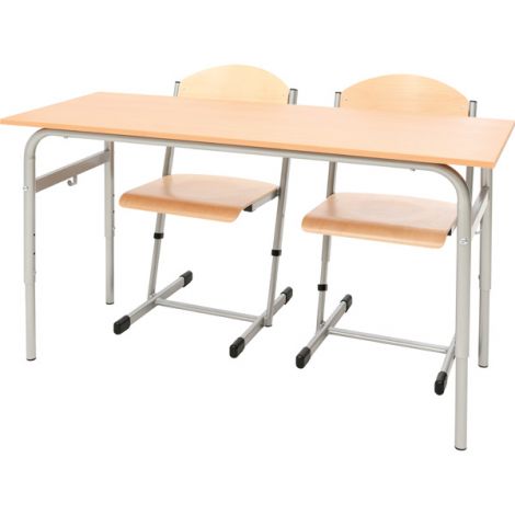 Set banca scolara dubla D si 2 scaune ajustabile pe inaltime, masura 4-6 - poza 1