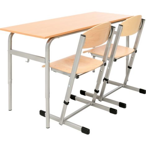 Set banca scolara dubla D si 2 scaune ajustabile pe inaltime, masura 4-6 - poza 2
