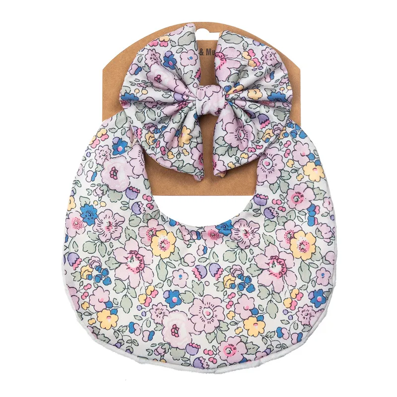 Set Baveta Reversibila Si Bentita pentru Copii cu Flori - Multicolor