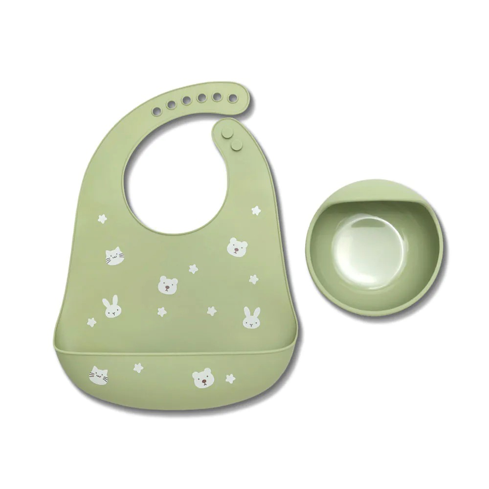 Set baveta si castronel cu ventuza de silicon Lorelli Baby Care Fresh Green - poza 1