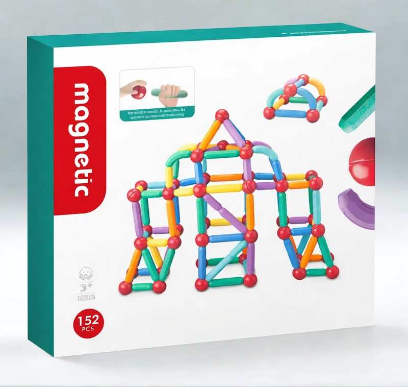 Set betisoare magnetice pentru constructii creative Magnetic Sticks, 152 piese