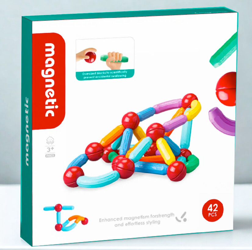Set betisoare magnetice pentru constructii creative Magnetic Sticks, 42 piese