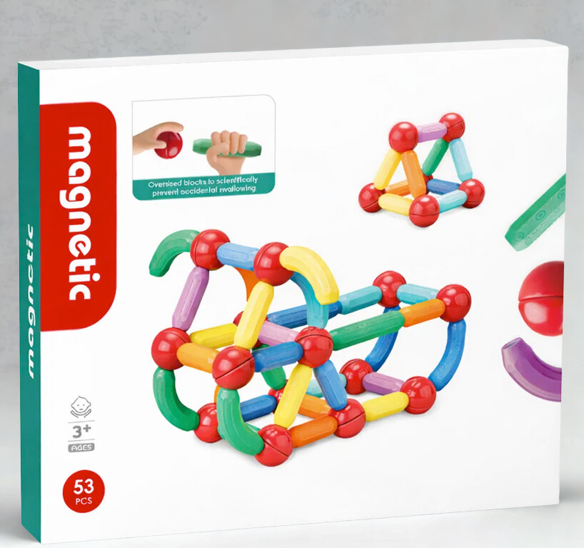 Set betisoare magnetice pentru constructii creative Magnetic Sticks, 53 piese