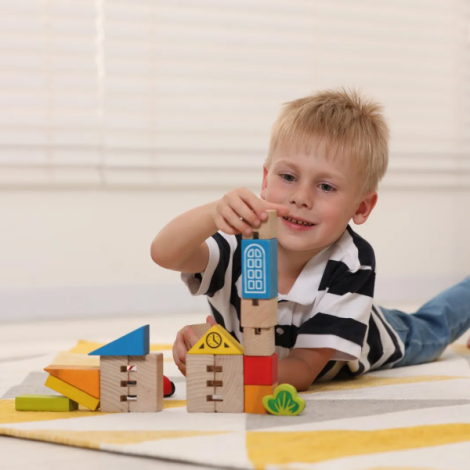 Set blocuri de constructie din lemn - Oras, 18 piese - poza 3