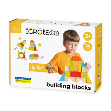 Set blocuri de constructie din lemn - Universal 14 piese - poza 1