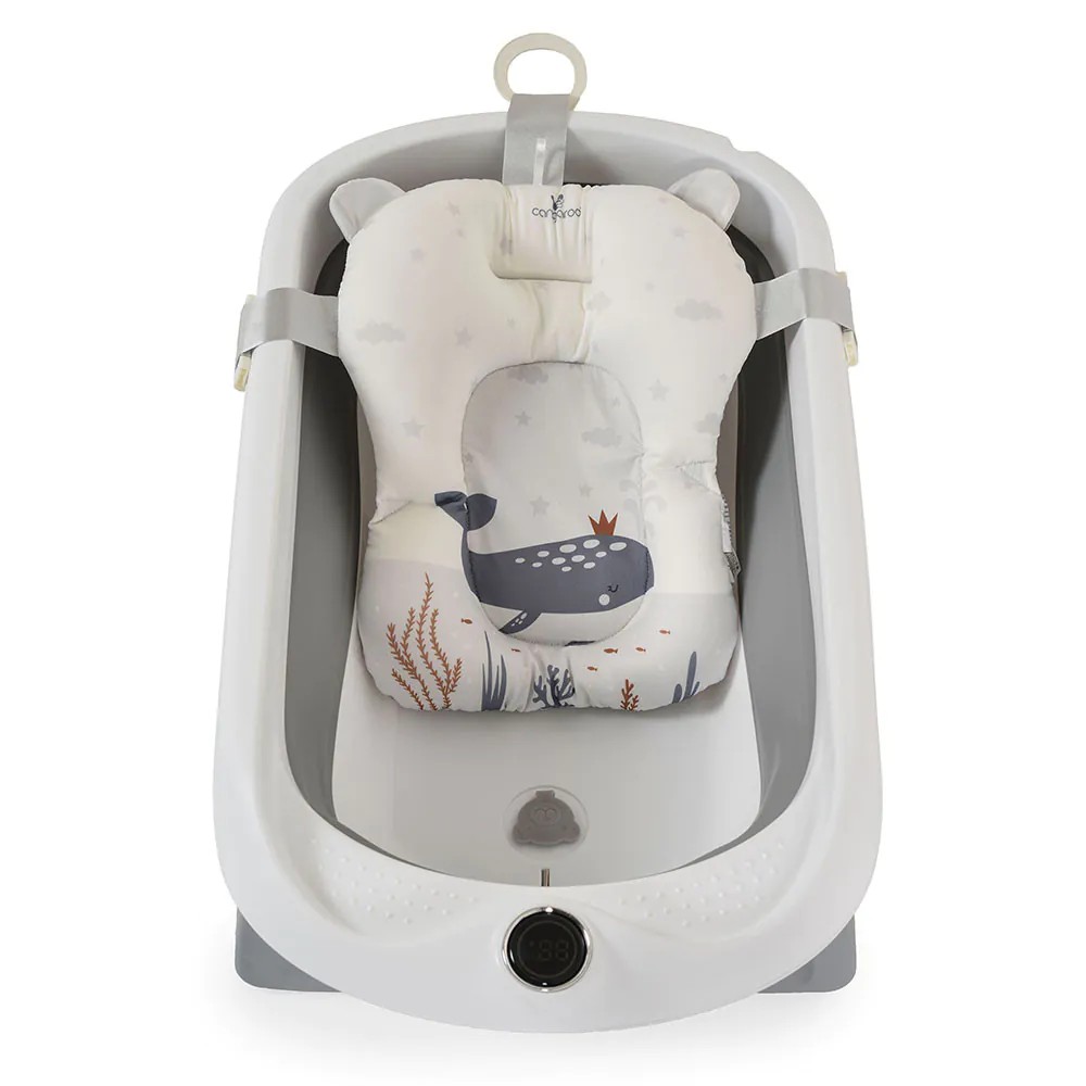 Set cadita pliabila cu termometru, reductor textil si accesorii Cangaroo Balena 80 x 47 cm Grey - poza 3