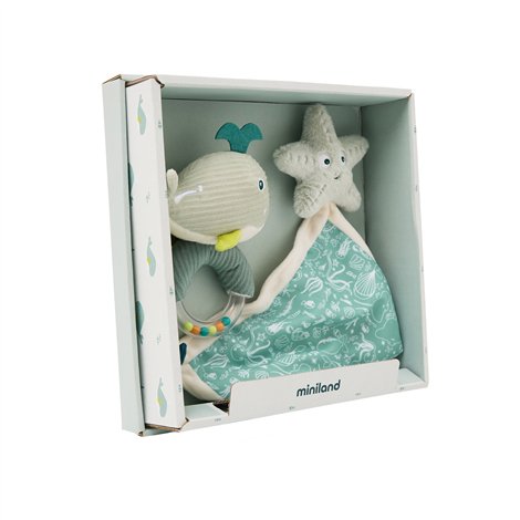Set cadou bebe - zornaitoare si paturica moale de atasament Ocean, de la 0 luni - poza 2