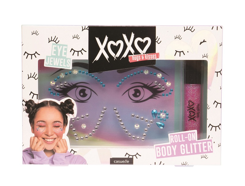 Set cadou cu strasuri si sclipici pentru fata si corp, Casuelle XOXO, Treffina