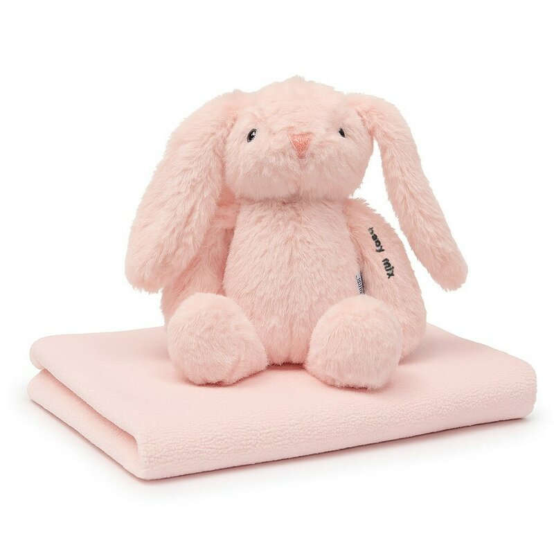 Set cadou iepuras roz cu prosop, Baby Mix, In cutie de carton, Pink