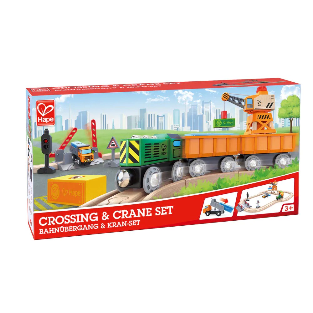 Set cale ferata cu tren si macara Hape Crossing Crane - poza 2