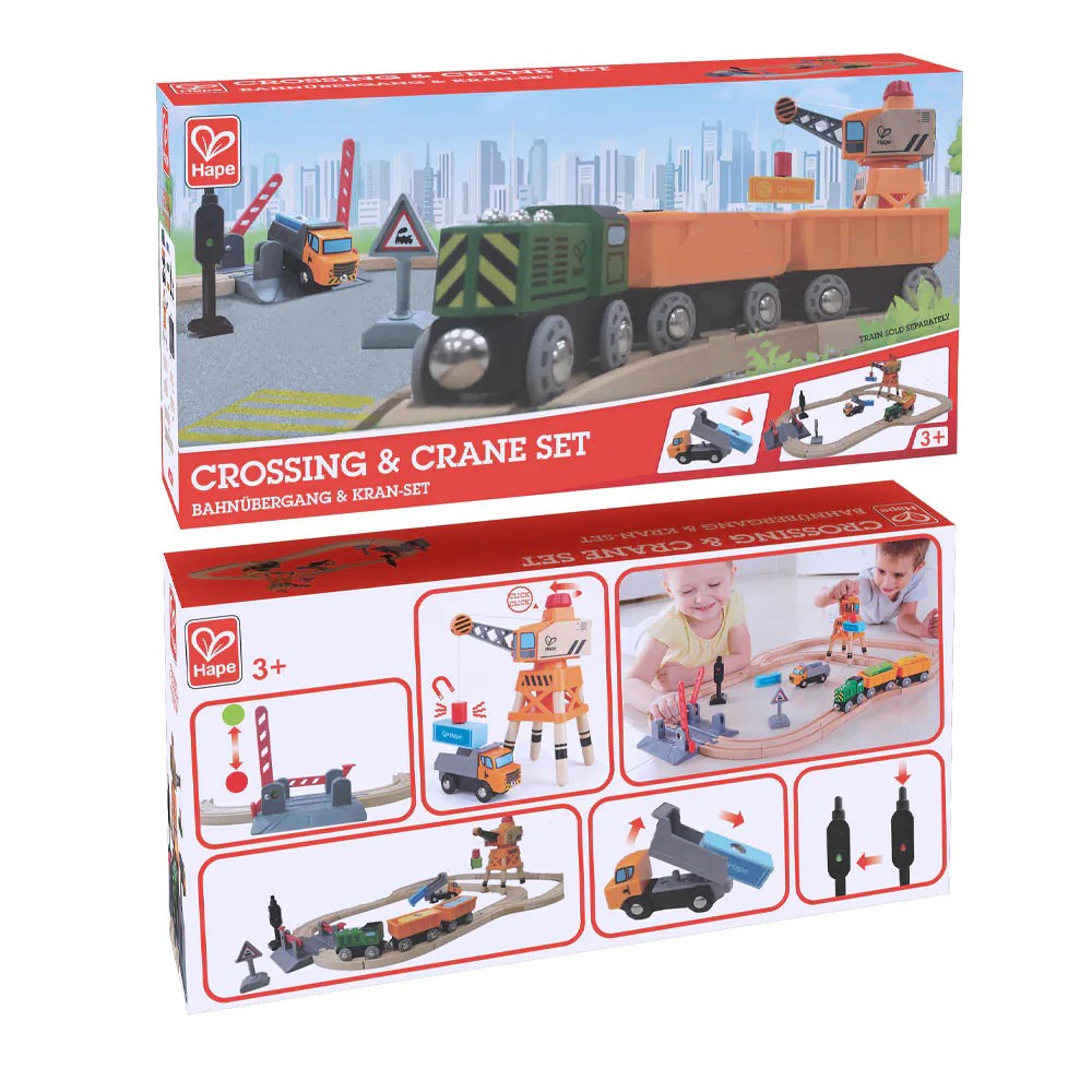 Set cale ferata cu tren si macara Hape Crossing Crane - poza 3