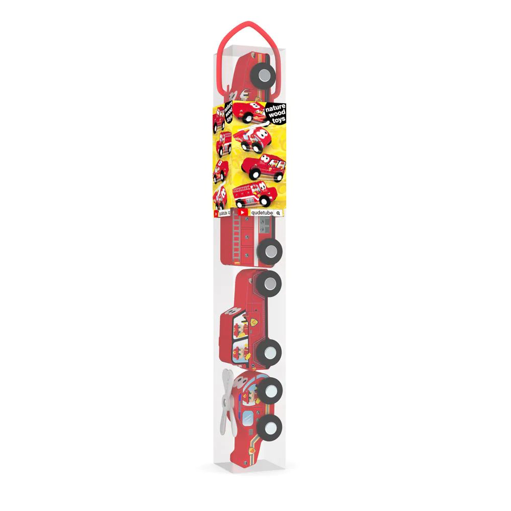 Set camioane de pompieri de lemn in tub JAdore - poza 2
