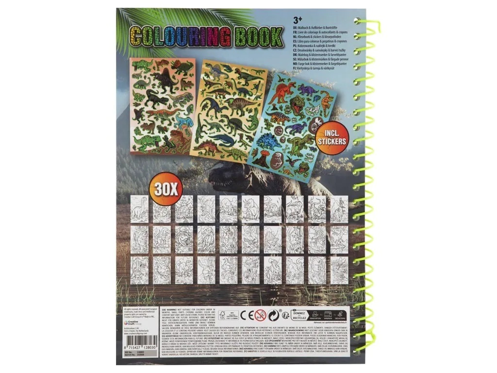 Set carte de colorat cu creioane Grafix Dino 30 file - poza 2
