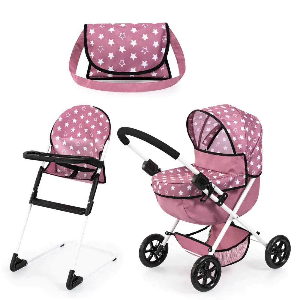 Set carucior de papusi si scaun de masa Bayer Cosy Roz 13776AB - poza 1