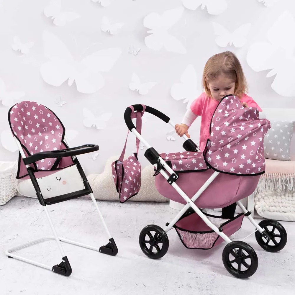 Set carucior de papusi si scaun de masa Bayer Cosy Roz 13776AB - poza 5
