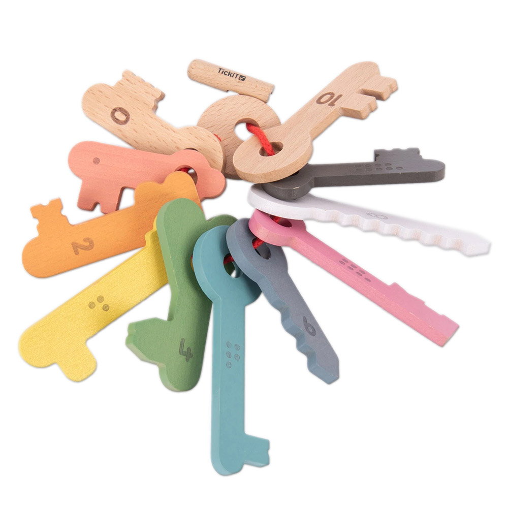 Set chei din lemn pentru numarat si insirat, TickiT multicolor