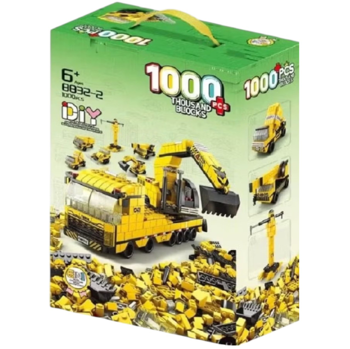 Set constructie 6 in 1 Utilaje de Constructie 1000 piese, pentru copii 6+ ani