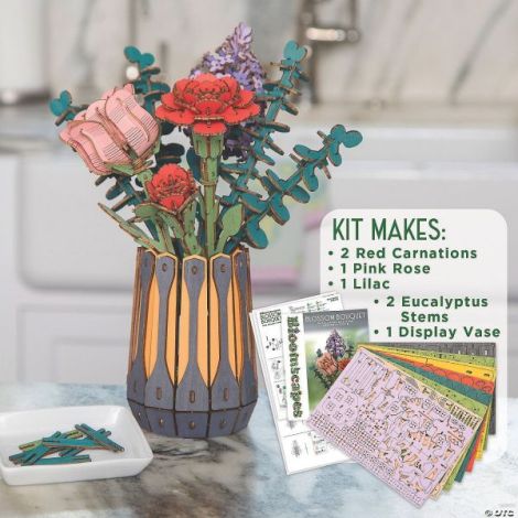 Set constructie Buchet de flori, din lemn, Bloomscapes Blossom Bouquet - set creativ 450 piese - poza 3