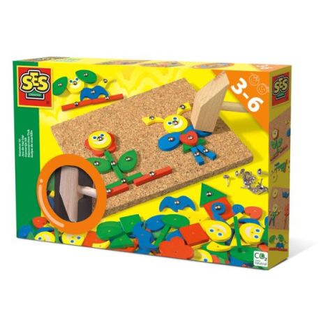 Set constructie copii - Jucarie de indemanare cu ciocan si cuie - Hammer Tic Fantezie - poza 1