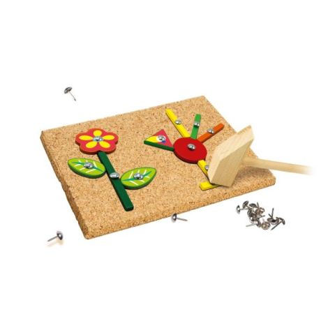 Set constructie copii - Jucarie de indemanare cu ciocan si cuie - Hammer Tic in cutie din lemn de lux - poza 3