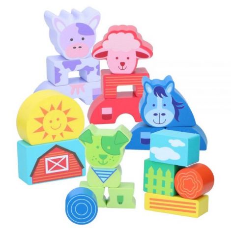 Set constructie din lemn Marionette animale domestice 20 piese - poza 1