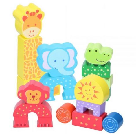 Set constructie din lemn Marionette animale salbatice 20 piese - poza 1