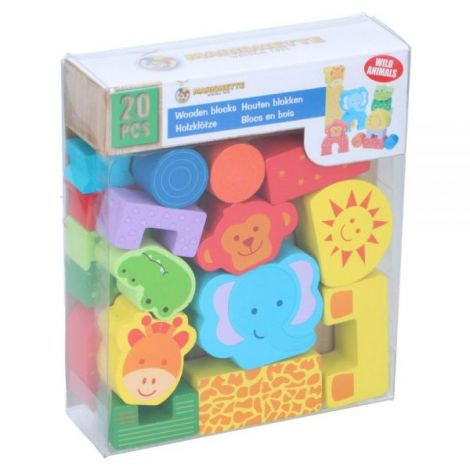 Set constructie din lemn Marionette animale salbatice 20 piese - poza 2