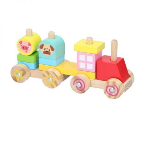 Set constructie din lemn Marionette Tren 11 piese - poza 1