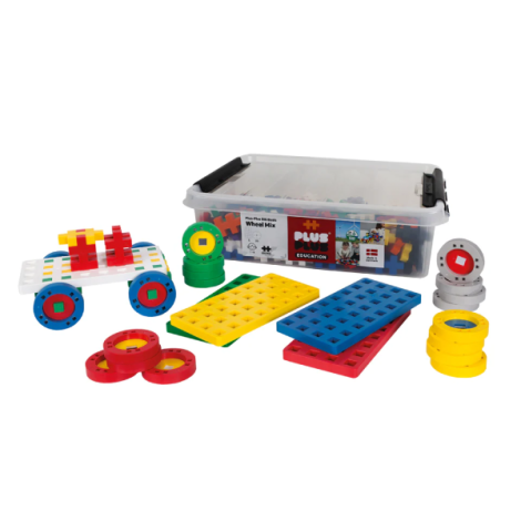 Set constructie educativ Plus-Plus, 200 piese mari, mix, cu roti si placi de baza - poza 1