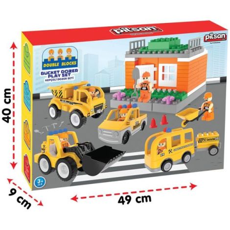 Set constructie Pilsan Double Blocks Bucket Dozer 57 piese - poza 2