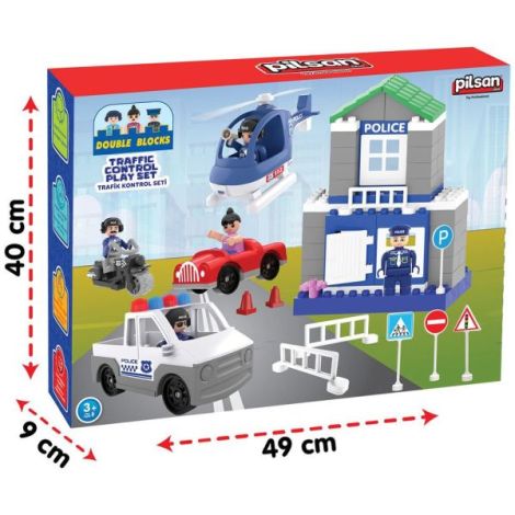 Set constructie Pilsan Double Blocks Traffic Control 57 piese - poza 2