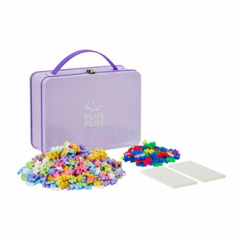 Set constructie Plus-Plus, 600 piese, portabil, in cutie metalica, culori pastelate - poza 2